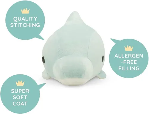 Vista 4 de Bellzi Lindo juguete de peluche de delfín bebé, adorable juguete suave de delfín y regalos, regalo perfecto para niños, bebés, niños pequeños