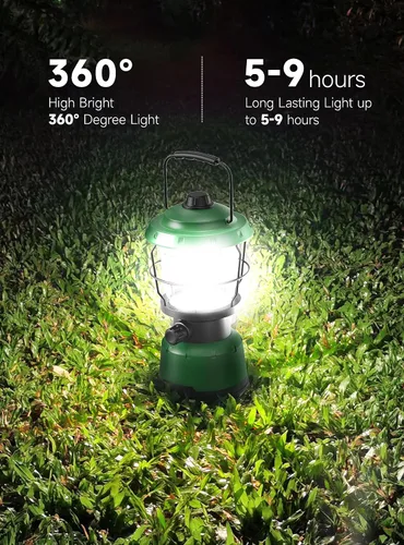 Vista 3 de Linterna LED para campamento, linterna recargable vintage regulable de 2500 lúmenes, resistente al agua, luces de emergencia portátiles