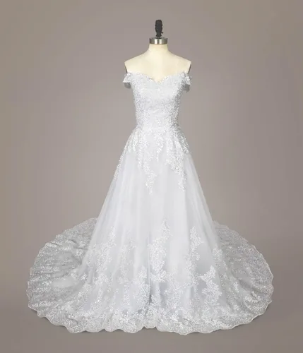 Vista 3 de Fanciest Vestidos de novia de encaje para mujer 2024 vestidos de baile blancos