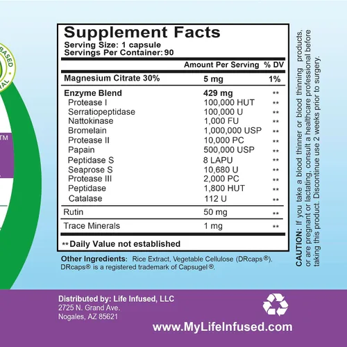 Vista 8 de Life Infused Infusión metabólica: mezcla de 11 enzimas sistémicas de primera calidad y 72 minerales clave para funciones corporales óptimas y un