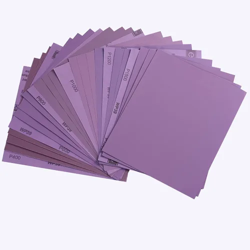Vista 10 de Papel de lija de grano 60, hojas de lija en seco y húmedo de 9 x 11 pulgadas, papel de lija abrasivo avanzado de alúmina blanca fundida para acabado