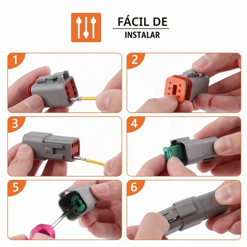 Vista 6 de Kit de 504 piezas de conectores Deutsch con herramienta de engarce, conectores DT de 2/3/4/6/8/12 pines con herramienta de extracción, contactos