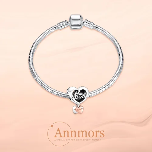 Vista 3 de Annmors Jewelry Family Charms for Woman 925 Sterling Silver Dangle Beads with Cubic Zirconia,DIY Jewelry Beads Gifts for Women Bracelet & Necklace