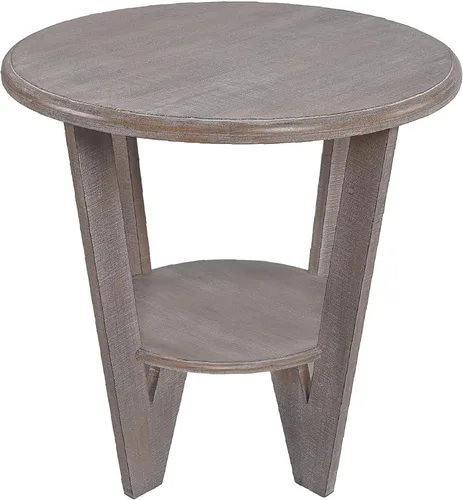 Vista 16 de COZAYH Mesa auxiliar redonda de granja X 2P con patas de madera entrecruzadas, mesa auxiliar rústica francesa para comedor o sala de estar, moderna