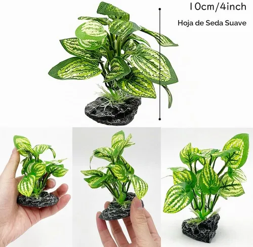 Vista 3 de Plantas de acuario Betta Fish Tank Decoraciones de 4 pulgadas/2 piezas Planta artificial de seda suave Goldfish Waterscape Fish Hides Snake