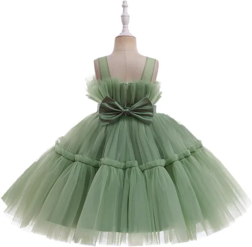 Vista 2 de Miipat Vestido de niña de flores para bebé, boda, fiesta, tul, princesa, vestido de baile, vestido formal con lazo para la cabeza
