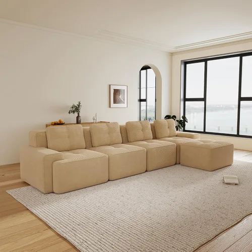 Vista 130 de Sofás seccional modular de 80" sin huesos modernos para sala de estar, juego de sofás comprimidos de 2 plazas con asiento profundo, sin necesidad