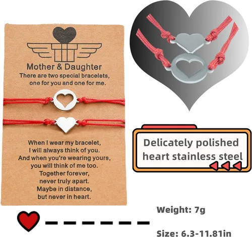 Vista 7 de Matching Bracelet Ladies Red Rope Bracelet Heart Bracelet Ladies Red Rope Bracelet Red Bracelet Handmade Bracelet, Kindred Mother and Daughter