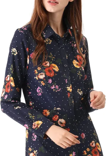 Vista 6 de Allegra K Vestido vintage de lunares con botones para mujer cuello y cinturón