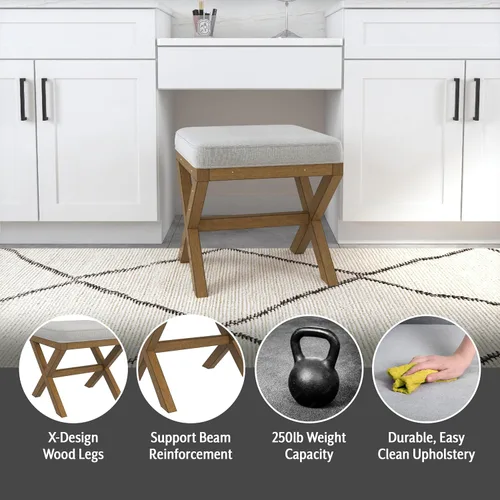 Vista 4 de Hillsdale Somerset - Taburete de madera sin respaldo para sala de maquillaje o baño, color madera oscura