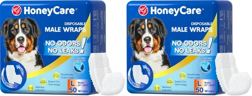Vista 12 de HONEY CARE All-Absorb A27 - Envoltura para perro macho, 50 unidades, extra pequeña