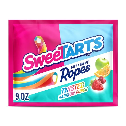 Vista 14 de SweeTARTS Soft & Chewy Ropes Candy, sabor a fresa picante, bolsa de 9 onzas