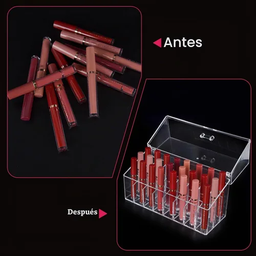Vista 5 de Brillo de labios acrílico para brillo de labios, pantalla de bálsamo labial y organizador de perfumes Rollerball para soporte compacto de perfume