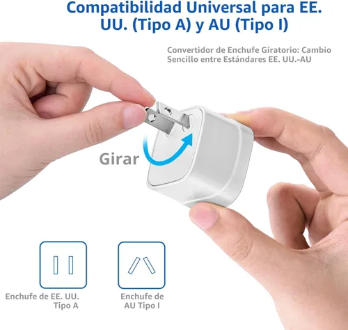 Vista 3 de FOVAL Power Step Down - Convertidor de voltaje de viaje de 220 V a 110 V, adaptador de corriente internacional para alisador de cabello/rizador