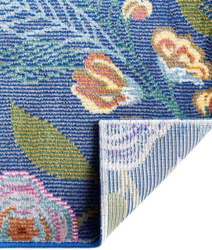 Vista 7 de Unique Loom Blossom Collection Ashley - Alfombra de área (2 x 8 pies, color azul/oliva)