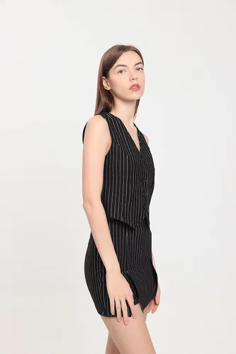 Vista 6 de Faldas con falda pantalón a rayas para mujer, estilo casual, mini longitud, Y2K, bodycon 2023