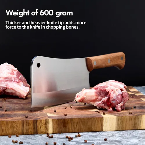 Vista 2 de SHI BA ZI ZUO Cuchilla de Carnicero Pesada de Alta Resistencia para Picar Huesos, Cuchillo de Cocina Resistente