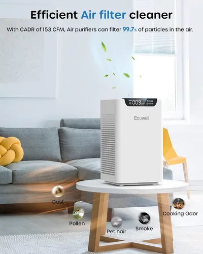 Vista 2 de Purificadores de aire para dormitorio del hogar de hasta 1102 pies cuadrados con sensores de calidad del aire, filtro H13 True HEPA, purificador
