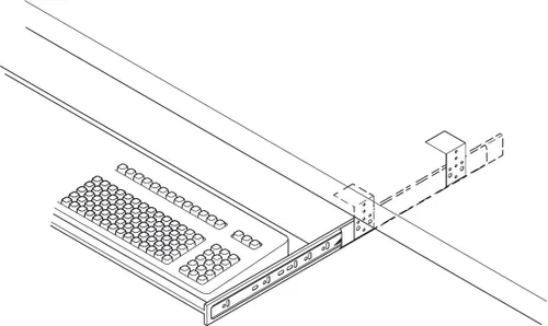 Vista 2 de Teclado de computadora, lápiz, cajón montado en la parte superior, construcción de acero resistente, extensión de 3/4 con ajuste de altura, par de 2