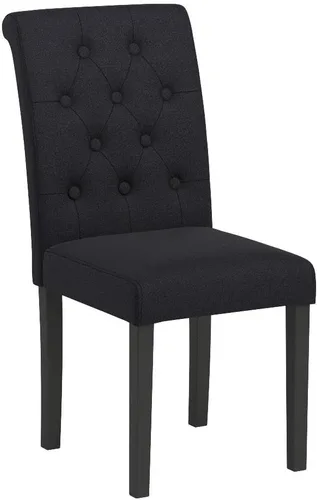 Vista 4 de Juego de 2 sillas de comedor tapizadas de tela con detalles de botones incrustados (Juego de 2 Negro)