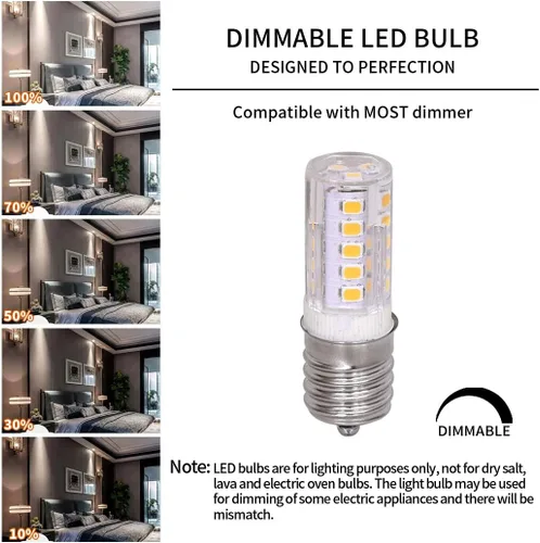 Vista 4 de Nobranded Bombilla LED E17, equivalente a bombilla halógena de 40 W, regulable, bombilla para microondas y máquina de fumar, AC110-130V 4W blanco