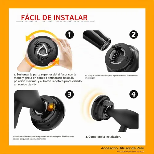 Vista 6 de BLOLYO - Difusor universal para secador de pelo, accesorio de boquilla ajustable de 1.5 a 2.36 pulgadas para cabello rizado y ondulado natural, Negro