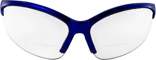 Vista 2 de Global Vision Contender - Gafas de seguridad bifocales con marco azul y lente transparente ANSI Z87+ para hombres y mujeres, lente de aumento de 1.0