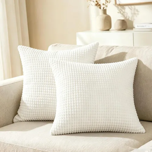 Vista 25 de CaliTime Fundas de Almohada Decorativas Paquete de 2 Cómodas de Pana Acanalada a Rayas Waffle Fundas de Cojines Decorativos para Sofá Cama