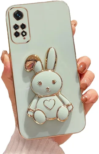Vista 28 de Funda con soporte de conejo de corazón para Xiaomi Redmi A1, galvanizado suave TPU protector delgado a prueba de golpes con lindo conejito soporte