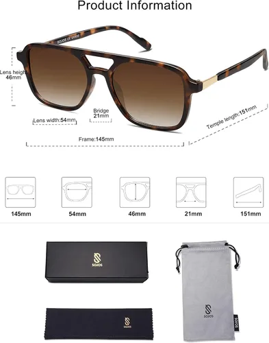 Vista 5 de SOJOS Gafas de sol retro estilo aviador para mujeres y hombres modernas rectangulares para mujeres y hombres SJ2202