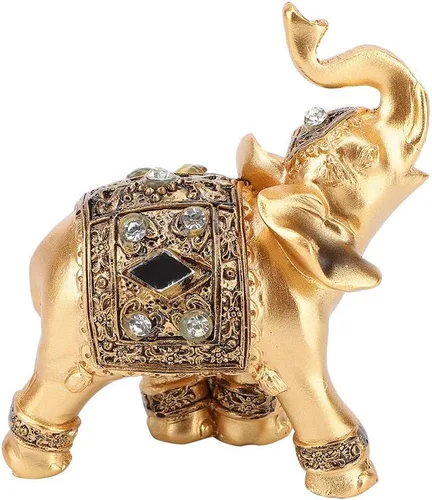 Vista 5 de Haofy Figura coleccionable de escultura de elefante, figura de adorno de Feng Shui, figura de adorno de la suerte para el hogar, oficina, automóvil