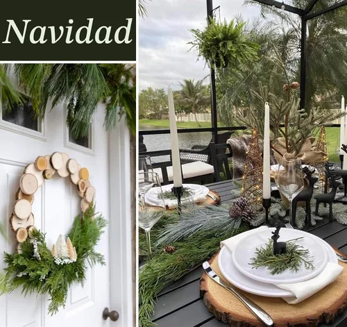 Vista 4 de Rebanadas de madera natural para centros de mesa, 8 centros de mesa de madera de 6 a 7 pulgadas para mesas, discos de madera redondos sin terminar