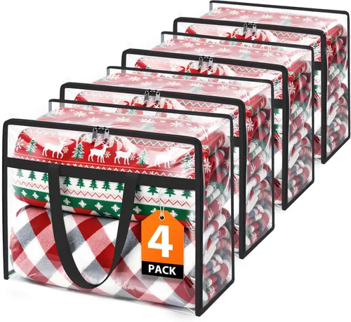 Vista 12 de SpaceTrove Bolsas de almacenamiento transparentes, paquete de 4 contenedores organizadores de almacenamiento debajo de la cama y armario, bolsas
