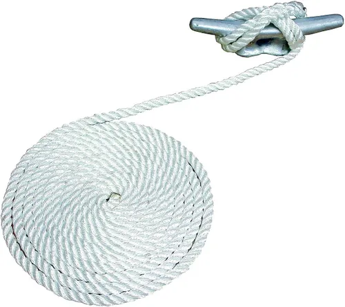 Vista 7 de Attwood 11715-7 Premium 3-Strand Twisted Nylon Dock Line, 1/2-Inch Thick, 25 Feet Long, Pre-Spliced One End, White (Pack of 2)
