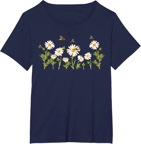 Vista 17 de Marguerites Daisy - Camiseta de verano con margaritas de jardín de flores, Negro, S