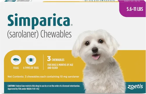 Vista 11 de Simparica (sarolaner) Masticables para perros, 120 mg/tab, 88.1-132 libras (marrón), 6 tabletas
