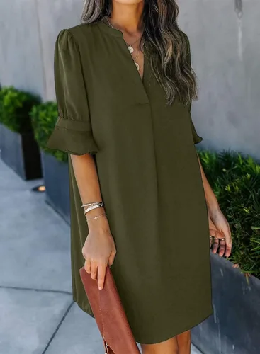 Vista 3 de ANFTFH Vestidos largos para mujer, vestidos casuales sin mangas con cuello en V para mujer