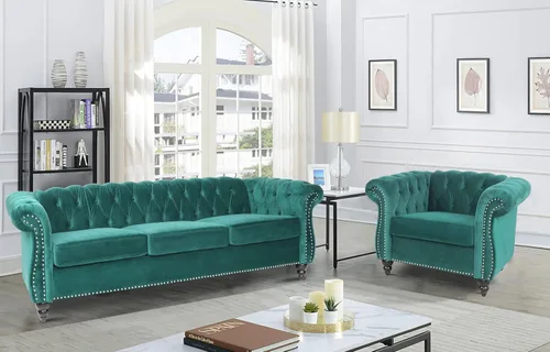 Vista 17 de RARZOE Chesterfield - Juego de sofá biplaza, beige, espuma, 1+2 plazas, 67 pulgadas de ancho x 32 pulgadas de profundidad x 27 pulgadas de alto