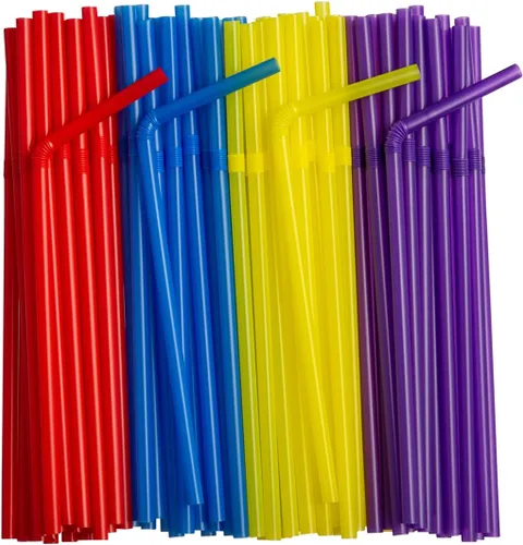 Vista 9 de Comfy Package [500 unidades] Pajitas de plástico flexibles - Palitos desechables - 7.75 pulgadas de alto - Colores surtidos