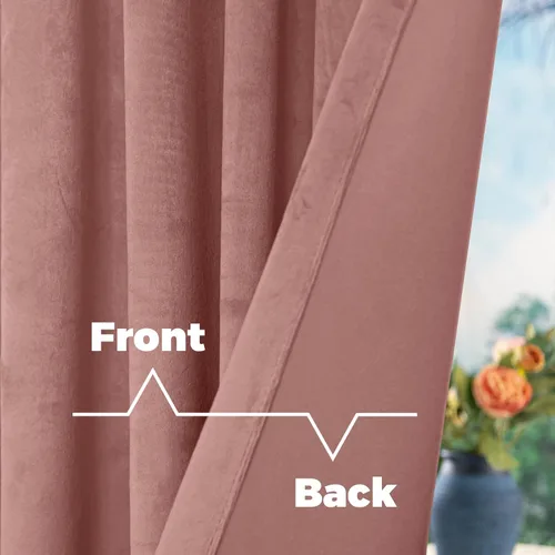 Vista 4 de BGment Cortinas de terciopelo rosa polvoriento, 2 paneles de 84 pulgadas, 2 paneles para sala de estar, aislamiento térmico de lujo, reducen