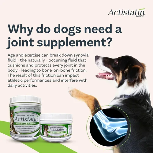 Vista 4 de Actistatin Masticables suaves caninos para perros grandes, 120 unidades – Articulación de fuerza extra patentada, cartílago, suplemento de tejido