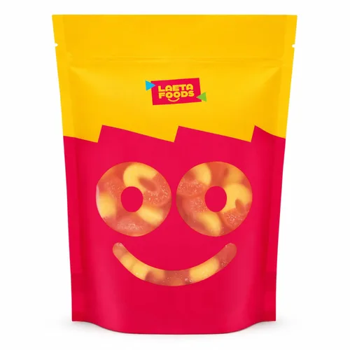 Vista 6 de Peach Rings - Caramelos de gomita, dulces clásicos agridulces, bolsa de 1