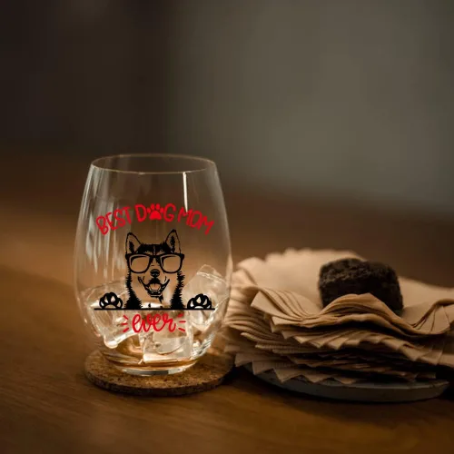 Vista 6 de Perfectin - Vaso de vino con texto en caja de regalo, con temática de perro, regalo para amantes de los perros