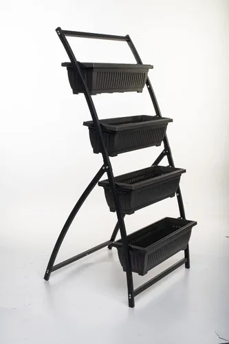 Vista 4 de NuVue Products 26024 Avenue - Jardín vertical portátil de 4 niveles para cultivar plantas y flores comestibles, sin BPA, moderna torre de plantas