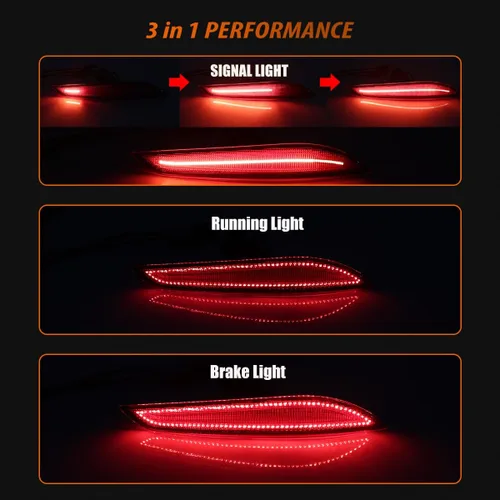 Vista 6 de ADIIL Luces de freno traseras de lente roja secuencial LED secuencial para Chevrolet Cruze 2016-2019, reemplaza la luz del reflector del parachoques