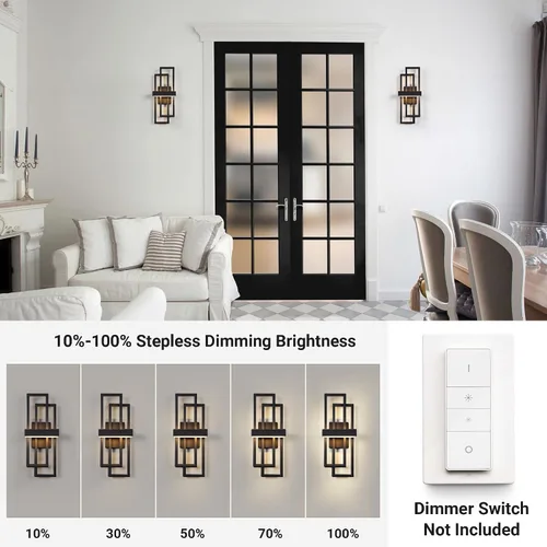 Vista 2 de LamQee Luces de pared modernas para exteriores de 20 pulgadas, LED integrado de 1000 lúmenes, aplique de iluminación exterior de doble rectángulo