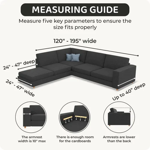Vista 5 de PAULATO BY GA.I.CO. Funda de Sofá Seccional - Funda de Sofá de Esquina - Fundas de Sofá Chaise con Parachoques - Sofá Lavable con Funda para Otomana