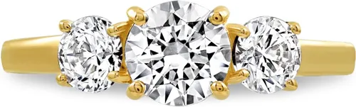 Vista 9 de Tienda Essentials Anillo redondo de 3 piedras de plata de ley chapada en platino o oro hecho con circonita cúbica de elementos infinitos