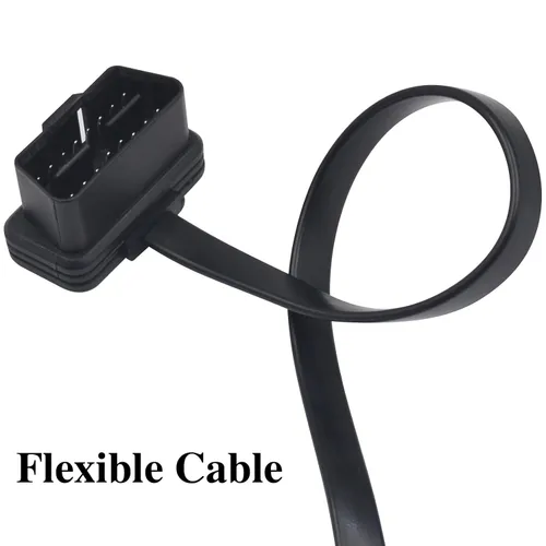 Vista 6 de Duttek Cable de extensión OBD2 plano delgado de 1 pie/11.8 in, 16 pines macho a hembra OBD II extensor de puerto para escáner de diagnóstico, lector