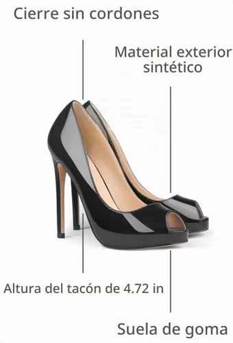 Vista 3 de Eithy - Zapatos de tacón alto y fino para mujer, con plataforma, para fiesta y uso diario Negro